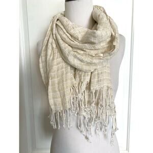 Los Angeles Boutique White Metallic Gold Lightweight Wrap Scarf Pashmina Shawl